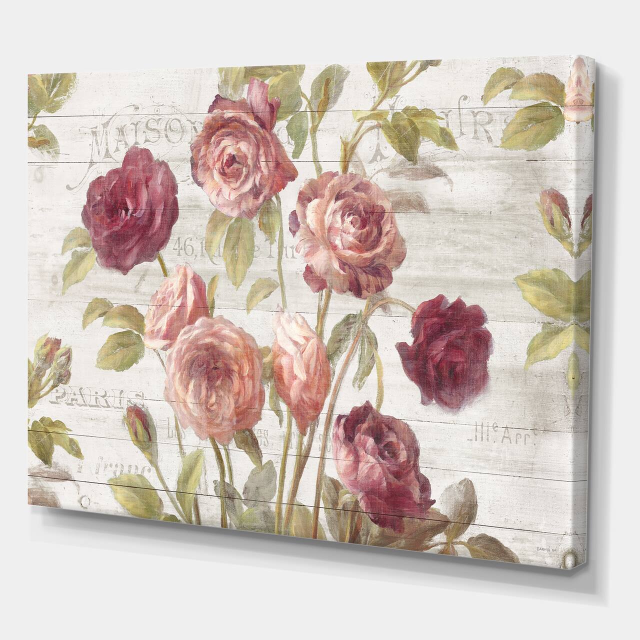 Designart - French Roses I - Farmhouse Premium Canvas Wall Art